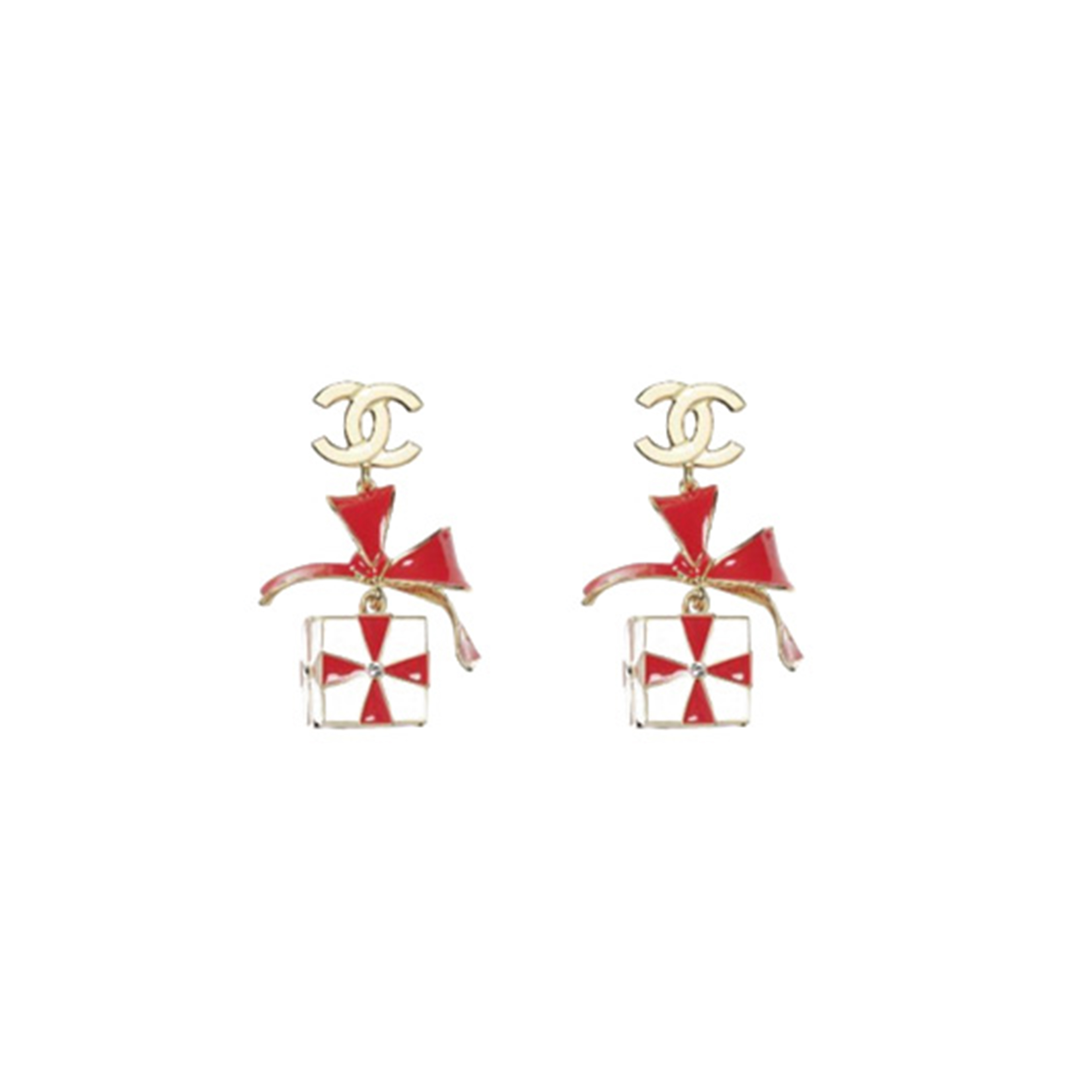 CHANEL CHRISTMAS EDITION METAL EARRINGS IN RED